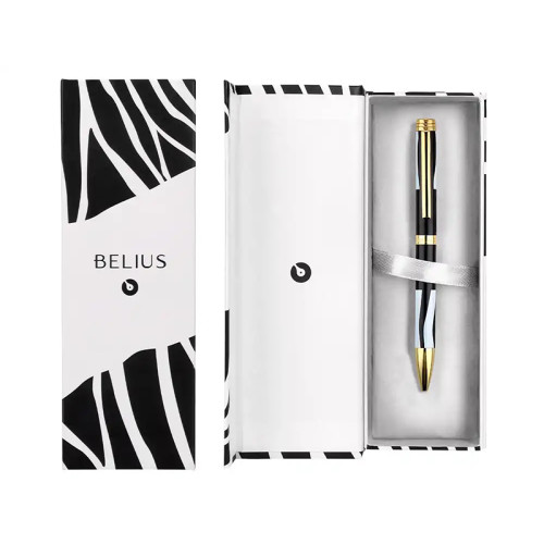 Bolígrafo de aluminio belius dualitá, 1,0 mm. negro/blanco, azul