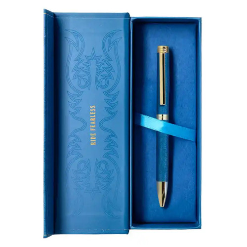 Bolígrafo de aluminio belius wild west, 0,8 mm. azul marino/dorado, azul