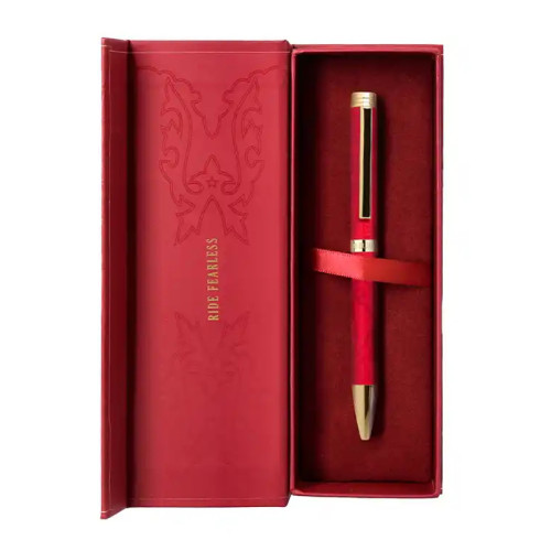 Bolígrafo de aluminio belius wild west, 0,8 mm. granate/dorado, azul