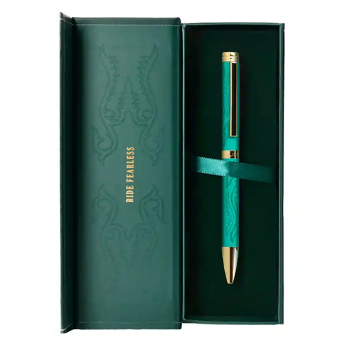 Bolígrafo de aluminio belius wild west, 0,8 mm. verde/dorado, azul