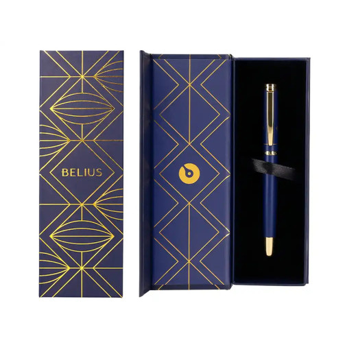 Pluma de aluminio belius soirée, azul marino/dorado, azul