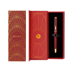 Pluma de aluminio belius soirée, granate/dorado, azul