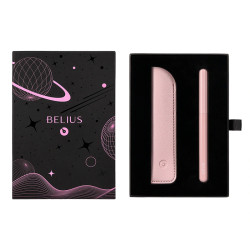 Pluma estilográfica de aluminio belius betaverse space b, rosa/plata, azul - estuche de símil piel - caja de diseño