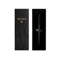 Bolígrafo de aluminio belius neptuno, 0,8 mm. negro/negro, azul