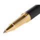 Bolígrafo de aluminio belius soirée, 0,8 mm. negro/dorado, azul - estuche de símil piel - caja de diseño