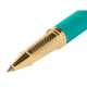 Bolígrafo de aluminio belius soirée, 0,8 mm. turquesa/dorado, azul - estuche de símil piel - caja de diseño