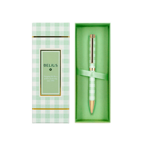 Bolígrafo de aluminio belius perfect picnic day, 0,8 mm. verde/dorado, azul