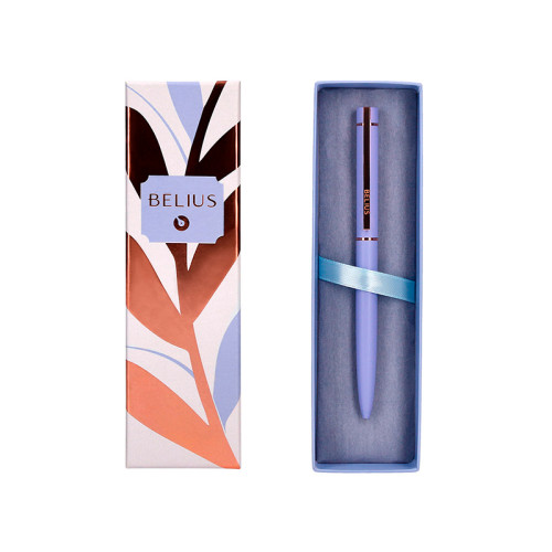 Bolígrafo de aluminio belius rose, 1,0 mm. lavanda/oro rosa, azul