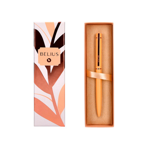 Bolígrafo de aluminio belius rose, 1,0 mm. naranja calabaza/oro rosa, azul
