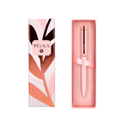 Bolígrafo de aluminio belius rose, 1,0 mm. rosa/oro rosa, azul