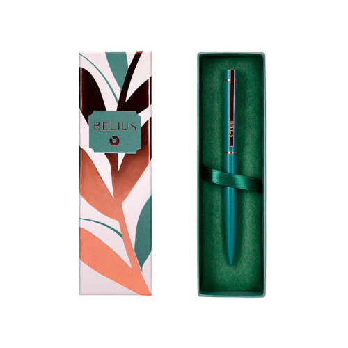 Bolígrafo de aluminio belius rose, 1,0 mm. verde oliva/oro rosa, azul