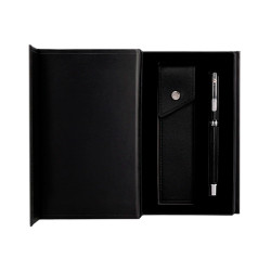 Roller de aluminio belius turbo, 0,7 mm. negro/plata, azul - estuche de símil piel - caja de diseño