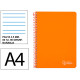 Cuaderno espiral tapa blanda liderpapel serie smart, din a4, 80 hj. 75 grs/m². pauta ancha de 3,5 mm. c/m. naranja