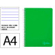 Cuaderno espiral tapa dura liderpapel serie witty, din a4, 80 hj. 90 grs/m². rayado horizontal 8 mm. c/m. verde