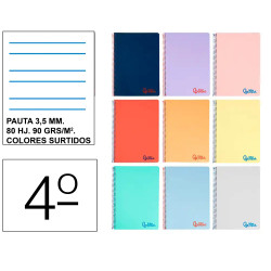 Cuaderno espiral con tapas de polipropileno liderpapel serie wonder, din a5, 80 hj. 90 grs/m². pauta ancha 3,5 mm. c/m.