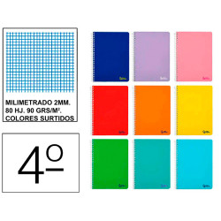 Cuaderno espiral tapa dura liderpapel serie witty, 4º, 80 hj. 90 grs/m². milimetrado 2 mm. c/m. colores surtidos