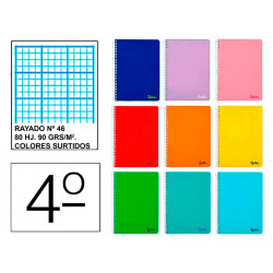 Cuaderno espiral tapa dura liderpapel serie witty, 4º, 80 hj. 90 grs/m². rayado nº 46 s/m. colores surtidos