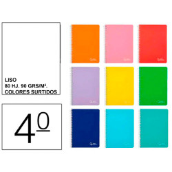 Cuaderno espiral tapa dura liderpapel serie witty, 4º, 80 hj. 90 grs/m². liso s/m. colores surtidos