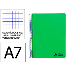 Cuaderno espiral tapa de polipropileno liderpapel serie wonder, din a7, 100 hj. 90 grs/m². 5x5 s/m. gris