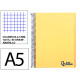 Cuaderno espiral con tapas de polipropileno liderpapel serie wonder, din a5, 120 hj. 90 grs/m². 5x5 s/m. amarillo