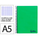 Cuaderno espiral con tapas de polipropileno liderpapel serie wonder, din a5, 120 hj. 90 grs/m². 5x5 s/m. verde oscuro