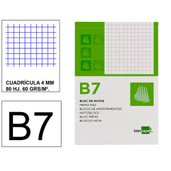 Bloc de notas, lomo encolado, perforado, con tapa liderpapel, din b7, 80 hj. 60 grs/m². 4x4 s/m.