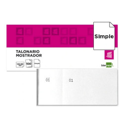 Talonario mostrador original con matriz, numerado liderpapel, 145x60 mm. blanco