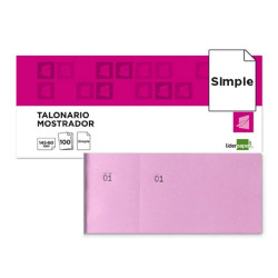 Talonario mostrador original con matriz, numerado liderpapel, 145x60 mm. rosa