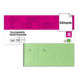 Talonario mostrador original con matriz, numerado liderpapel, 145x60 mm. verde
