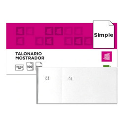 Talonario mostrador original con matriz, numerado liderpapel, 110x50 mm. blanco