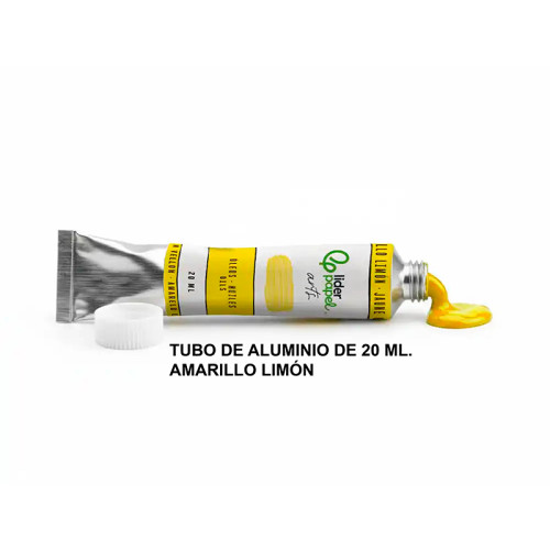 Pintura al óleo liderpapel, tubo de aluminio de 20 ml. amarillo limón