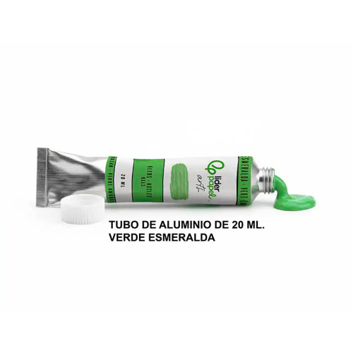 Pintura al óleo liderpapel, tubo de aluminio de 20 ml. verde esmeralda