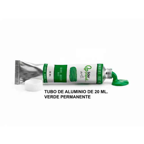 Pintura al óleo liderpapel, tubo de aluminio de 20 ml. verde permanente