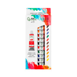 Pintura al óleo liderpapel, tubos de aluminio de 12 ml. caja de 12 colores surtidos