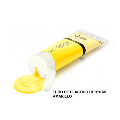 Pintura acrílica liderpapel, tubo de plástico de 120 ml. amarillo