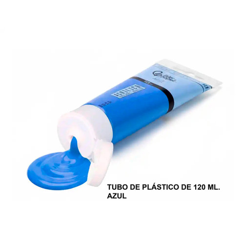 Pintura acrílica liderpapel, tubo de plástico de 120 ml. azul