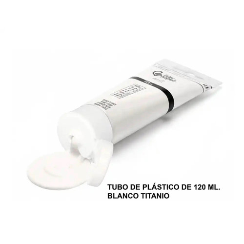 Pintura acrílica liderpapel, tubo de plástico de 120 ml. blanco titanio
