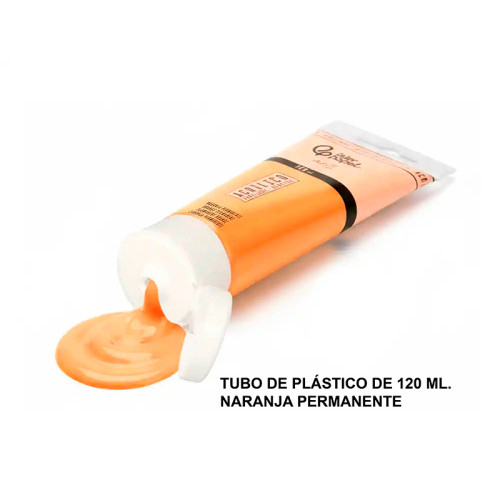 Pintura acrílica liderpapel, tubo de plástico de 120 ml. naranja permanente