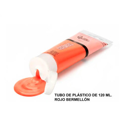 Pintura acrílica liderpapel, tubo de plástico de 120 ml. rojo bermellón
