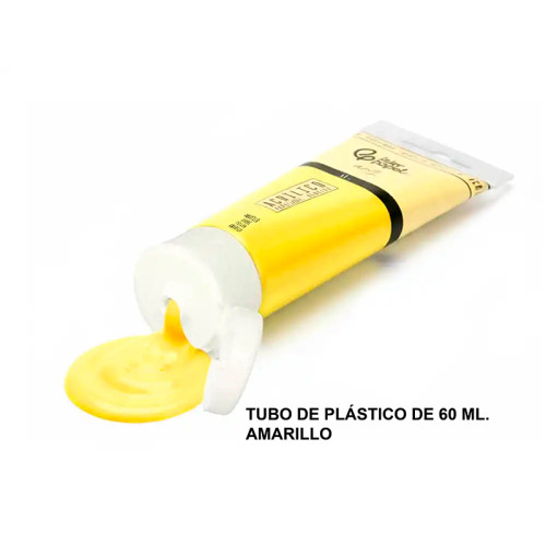 Pintura acrílica liderpapel, tubo de plástico de 60 ml. amarillo