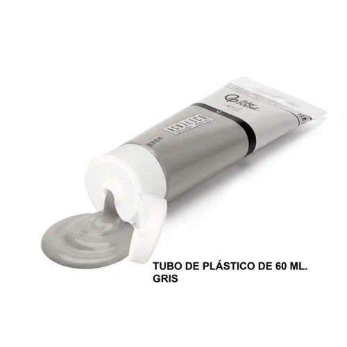 Pintura acrílica liderpapel, tubo de plástico de 60 ml. gris