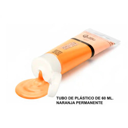 Pintura acrílica liderpapel, tubo de plástico de 60 ml. naranja permanente