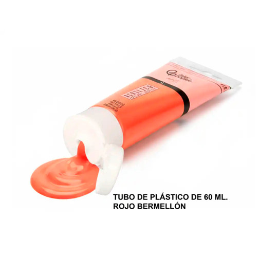 Pintura acrílica liderpapel, tubo de plástico de 60 ml. rojo bermellón