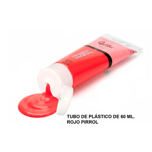 Pintura acrílica liderpapel, tubo de plástico de 60 ml. rojo pirrol