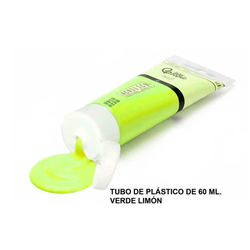 Pintura acrílica liderpapel, tubo de plástico de 60 ml. verde limón