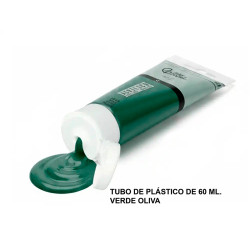 Pintura acrílica liderpapel, tubo de plástico de 60 ml. verde oliva