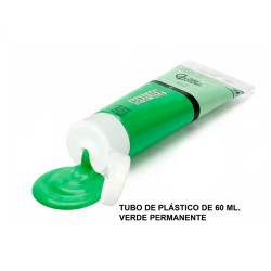 Pintura acrílica liderpapel, tubo de plástico de 60 ml. verde permanente