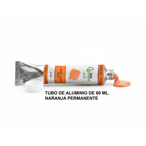 Témpera liderpapel, tubo de aluminio de 60 ml. naranja permanente