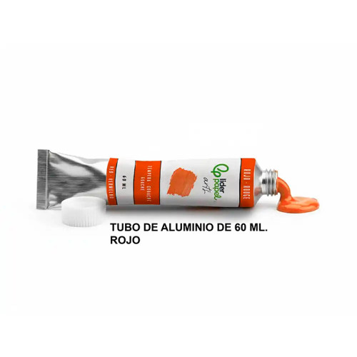 Témpera liderpapel, tubo de aluminio de 60 ml. rojo