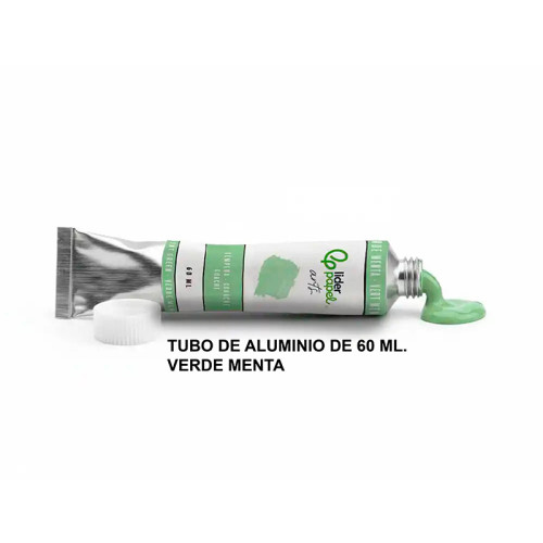 Témpera liderpapel, tubo de aluminio de 60 ml. verde menta